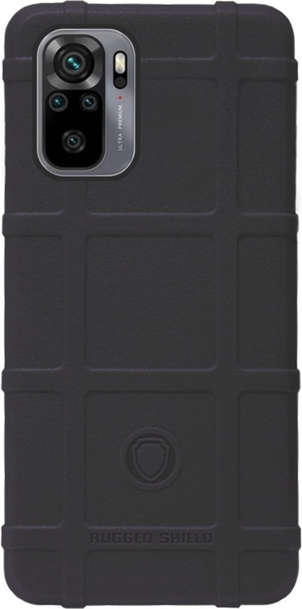 RUGGED SHIELD Rubber Bumper Case Hoesje voor Xiaomi Redmi Note 10 (4G)/ 10s - Zwart