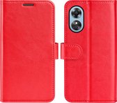 Oppo A17 Hoesje - MobyDefend Wallet Book Case (Sluiting Achterkant) - Rood - GSM Hoesje - Telefoonhoesje Geschikt Voor Oppo A17