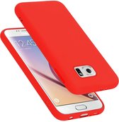 Cadorabo Hoesje geschikt voor Samsung Galaxy S6 in LIQUID ROOD - Beschermhoes gemaakt van flexibel TPU silicone Case Cover