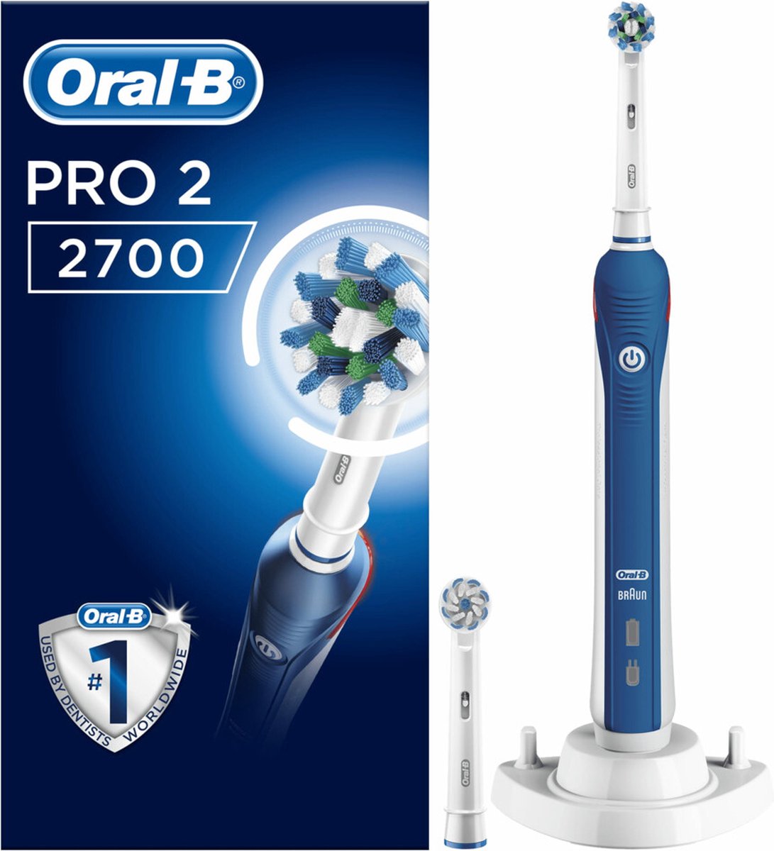 Oral-B Pro 2 2700 CrossAction - Elektrische Tandenborstel - Blauw, wit | bol