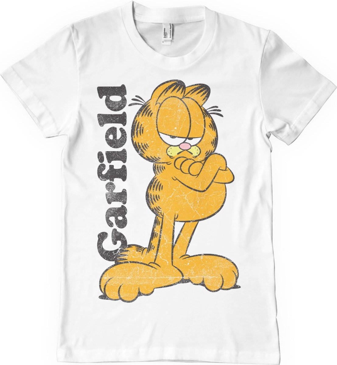 Garfield Heren Tshirt -S- Garfield Wit