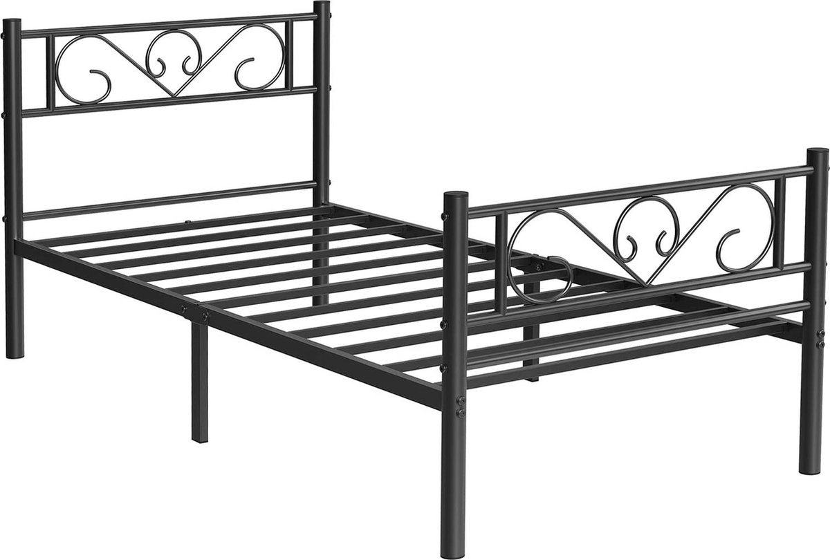 VASAGLE Eenpersoonsbedframe, bedframe, metalen bedframe, zwart