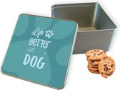 Boîte à biscuits Life Is Better With A Dog Square - Boîte de rangement 20x20x10 cm