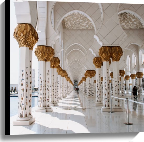 WallClassics - Canvas - Mooie Hal van Sjeik Zayed-Moskee - Abu Dhabi - 60x60 cm Foto op Canvas Schilderij (Wanddecoratie op Canvas)