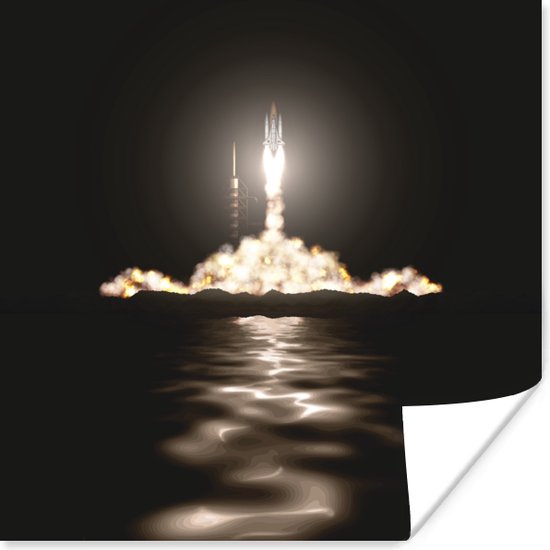 Poster Space shuttle vertrekt naar de ruimte - 30x30 cm