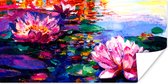 Poster Schilderij - Olieverf - Waterlelie - Water - 160x80 cm