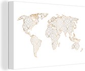 Canvas Wereldkaart - 30x20 - Wanddecoratie Wereldkaart - Goud - Grijs - Kinderen - Jongens - Meisjes