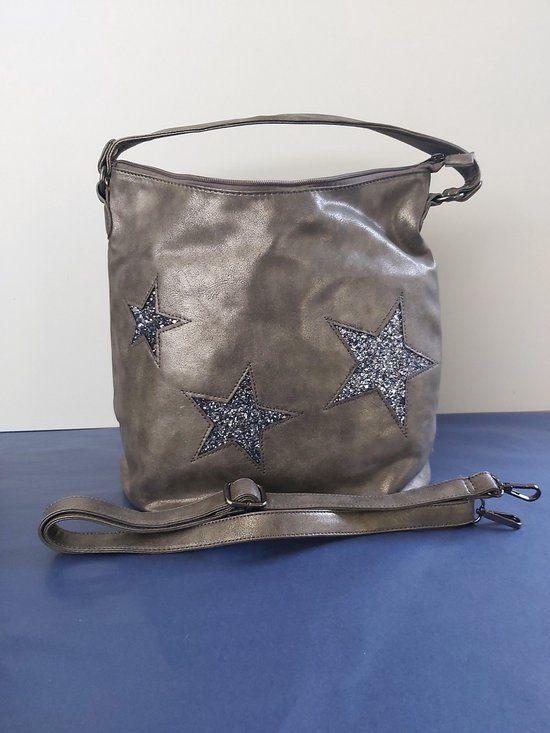UT Style® - Sac à main pour femme - sac à bandoulière - étoiles - argent -  26x31x13 cm | bol