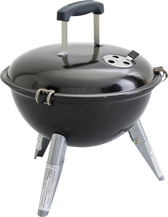 NATERIAL - Draagbare houtskoolbarbecue POENIX ALPHA II NOMAD - 4 personen - Ø37 cm - H. 43,5 cm - Geëmailleerd staal - Zwart - Picknickbarbecue - Campingbarbecue