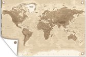 Décoration de jardin Wereldkaart - Vintage - Marron - 60x40 cm - Affiche de jardin - Toile de jardin