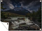 Tuinschilderij De Canadese watervallen met donkere lucht in Canada - 80x60 cm - Tuinposter - Tuindoek - Buitenposter