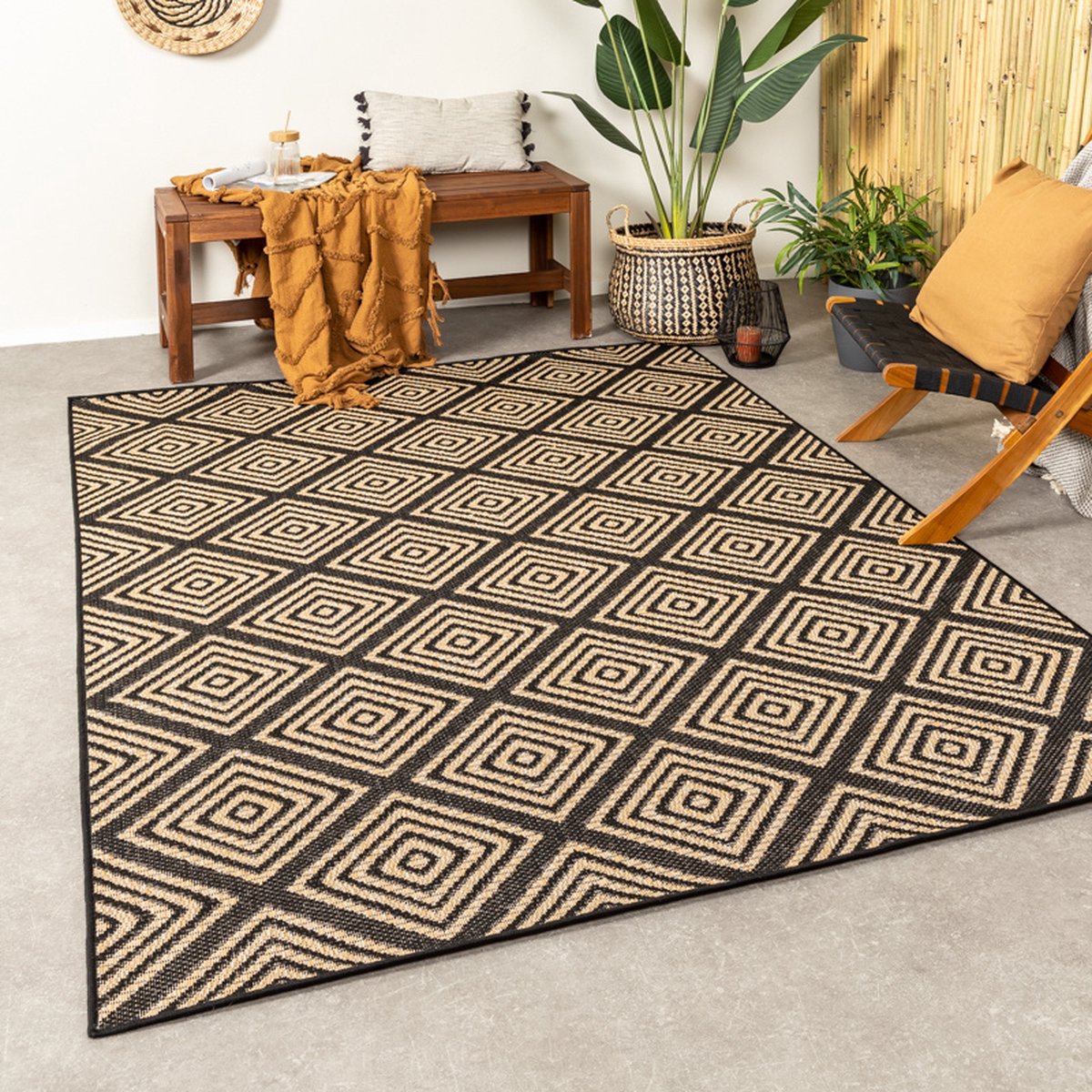 Fraai Buitenkleed - Brava Zwart - 80x150cm