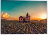 WallClassics - Acrylglas - Oud Kasteel op het Platteland met Zonsondergang - 40x30 cm Foto op Acrylglas (Met Ophangsysteem)