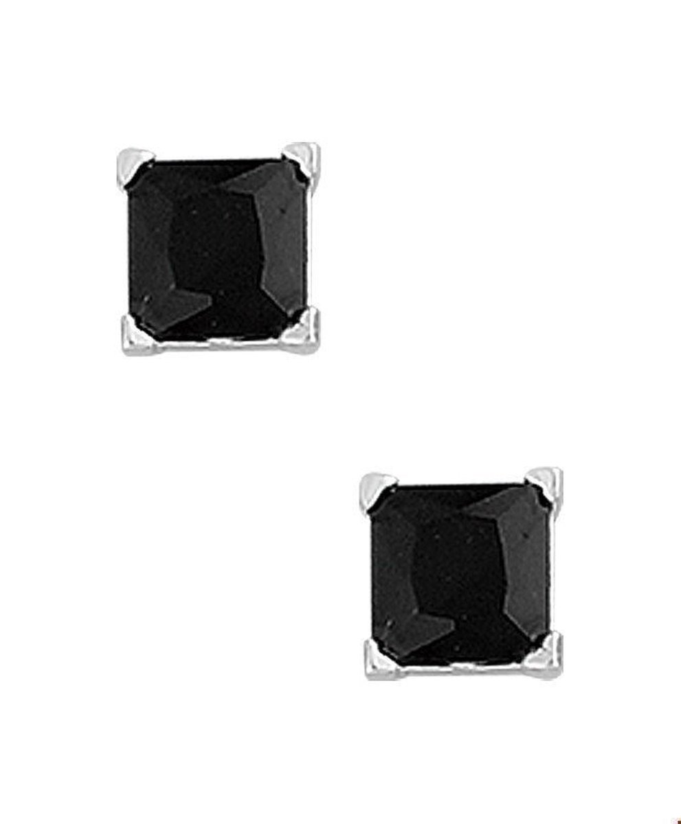 TFT Oorknoppen Zirkonia Zilver Gerhodineerd Glanzend 5mm vierkant zwart