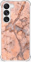 Mobiel Hoesje Geschikt voor Samsung Galaxy S23 Telefoon Hoesje met doorzichtige rand Marmer Oranje