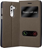 Cadorabo Hoesje voor Huawei MATE 9 LITE / GR5 2017 / Honor 6X in STEEN BRUIN - Beschermhoes met magnetische sluiting, standfunctie en 2 kijkvensters Book Case Cover Etui