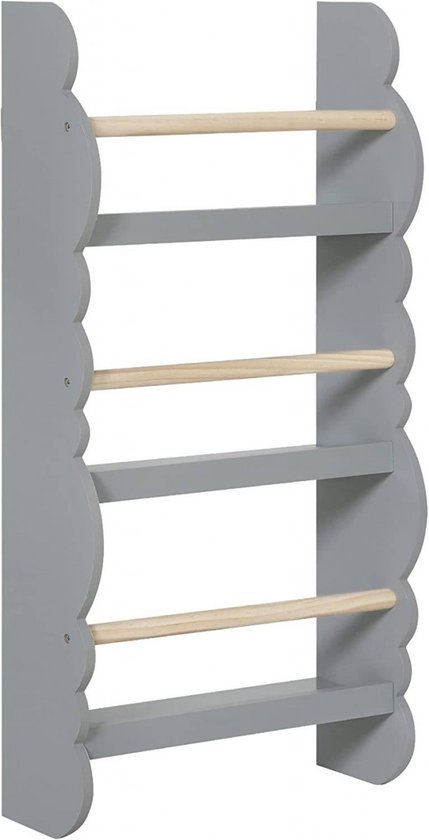 Kinderen Boekenkast Wand Plank Gemaakt Van Grenen E1 MDF Met 3 Planken Grijs