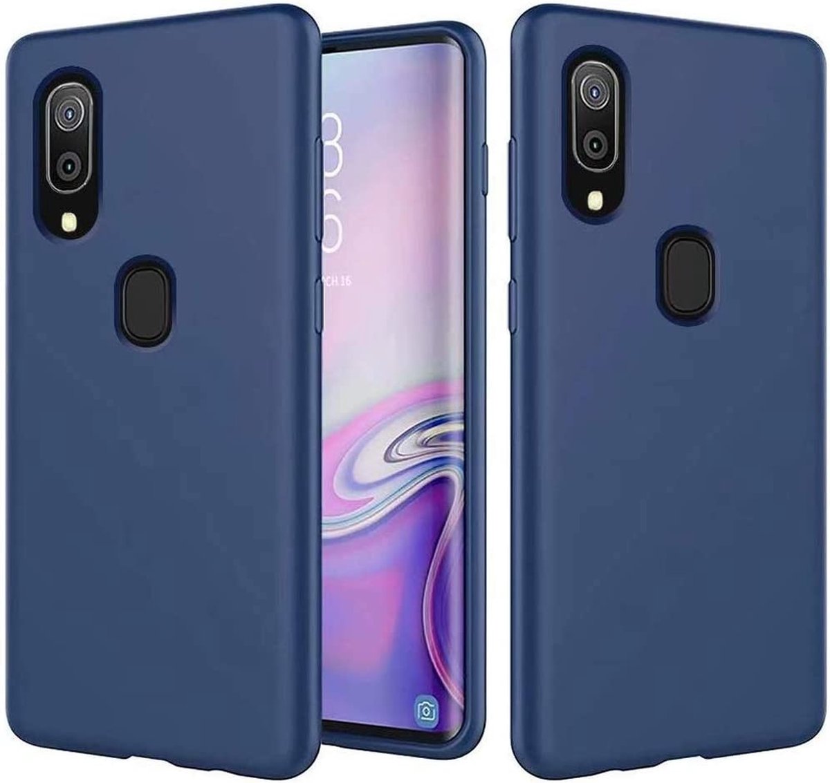 Hoesje Geschikt Voor Samsung Galaxy A20 Hoesje - Fluweelzachte Microvezel Siliconen Back Cover – Donkerblauw