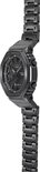 Zijprofiel van zwart G-SHOCK horloge met metalen band en octagonale kast.