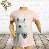 T-shirt paard stip 2 -s&C-110/116-t-shirts meisjes