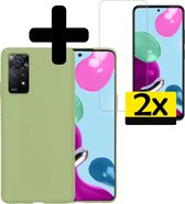 Hoesje Geschikt voor Xiaomi Redmi Note 11 Hoesje Siliconen Case Met 2x Screenprotector - Hoes Geschikt voor Xiaomi Redmi Note 11 Hoes Siliconen - Groen