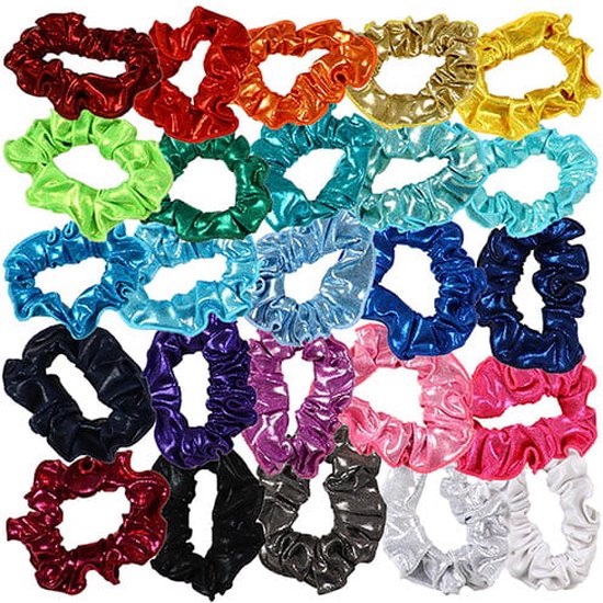 Snowflake - Hair Scrunchie - Mystique Glansstof - Turnen - Meisjes - Haarwokkel - Elastisch - Donkerrood - One Size