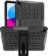 Cazy iPad 2022 hoes - 10.9 inch - Rugged Heavy Backcover Hoes met standaard - Zwart
