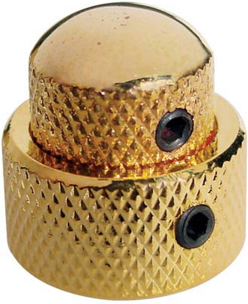 double dome knob, metal, 15x14 + 19x12mm, with set screws allen type, shaft size 6,0 + 8,0, gold