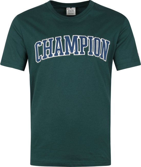 Champion - T-Shirt Logo Donkergroen - Heren - Regular-fit
