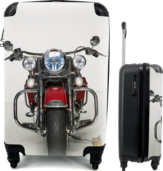 MuchoWow® Koffer - Rode motorfiets op een witte achtergrond - Past binnen  55x40x20 cm... | bol