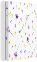 Canvas Schilderij Bloemen - Collage - Pastel - 40x60 cm - Wanddecoratie