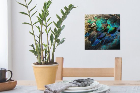 Toile Peinture Ressorts - Blauw - Vert - 20x20 cm - Décoration murale