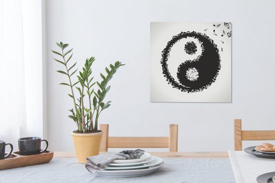 Une illustration d'un logo Yin et Yang composé de notes de musique sur toile 50x50 cm - Tirage photo sur toile (Décoration murale salon / chambre)