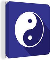 Une illustration d'une toile logo Yin et Yang bleu foncé 50x50 cm - Tirage photo sur toile (Décoration murale salon / chambre)