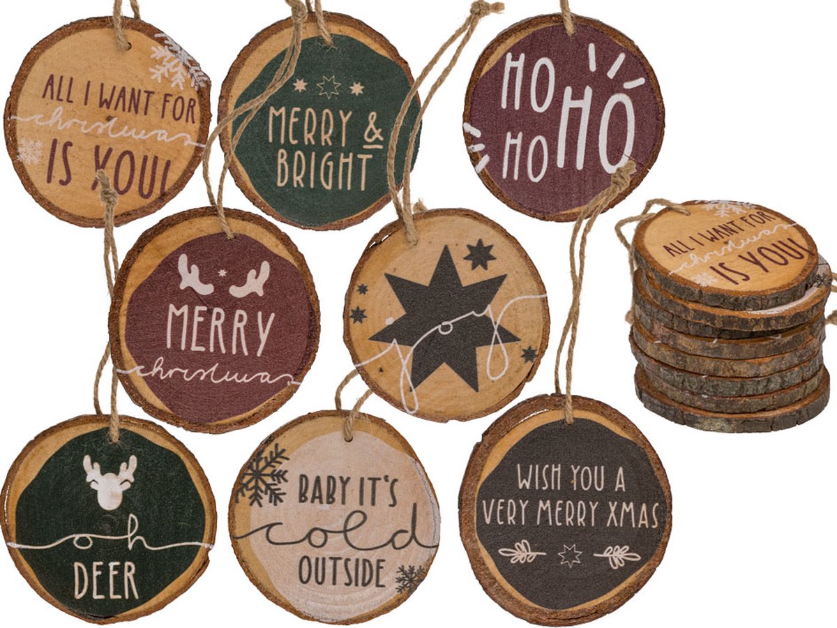Kerst Decoratie Houten Hangers Kerstornament Traditioneel