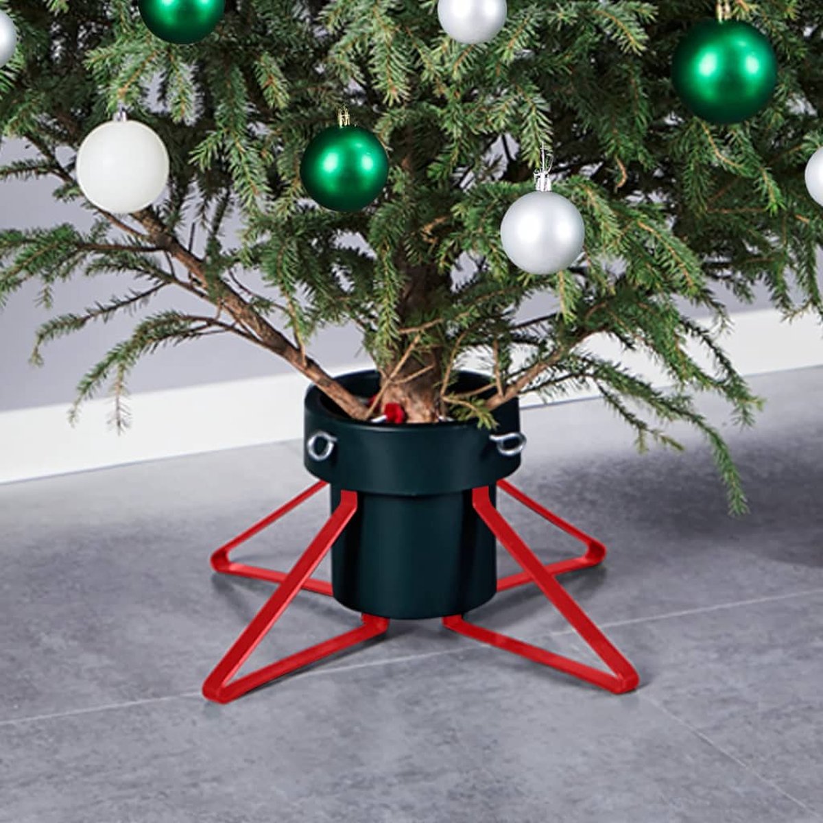 Prolenta Premium - Kerstboomstandaard 46x46x19 cm groen en rood