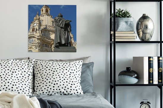 Monument de Luther devant la Frauenkirche de Dresde 50x50 cm - Tirage photo sur toile (Décoration murale salon / chambre)