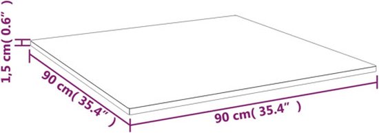 Plateau de table vidaXL - Table - Plateau de table en bois - Tables - Plateau de table carré 90 x 90 x 1,5 cm Chêne massif marron clair