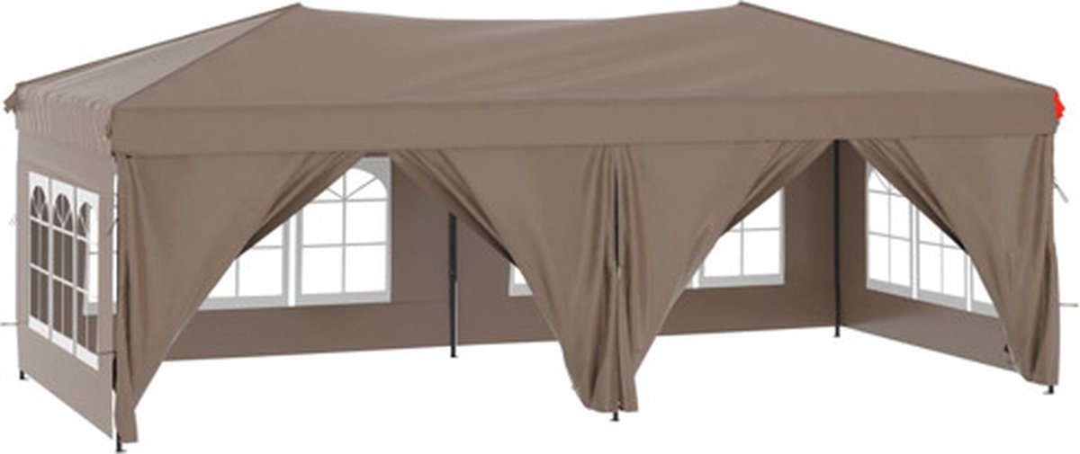vidaXL Partytent inklapbaar met zijwanden 3x6 m taupe