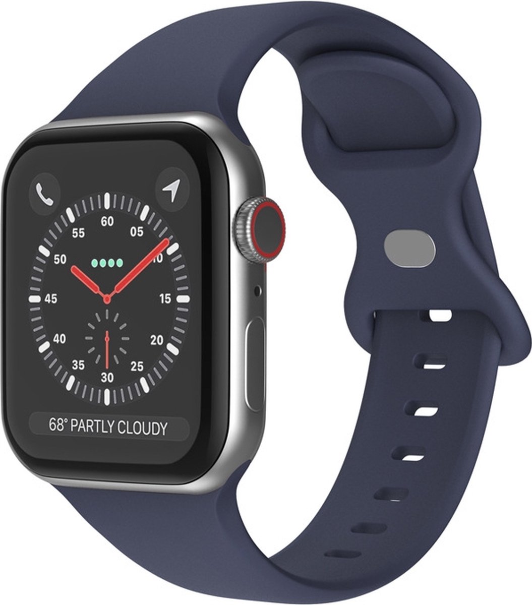 Geschikt voor Apple Watch Bandje 42/44/45mm - Siliconen Vlinder - Midnight Blue S/M