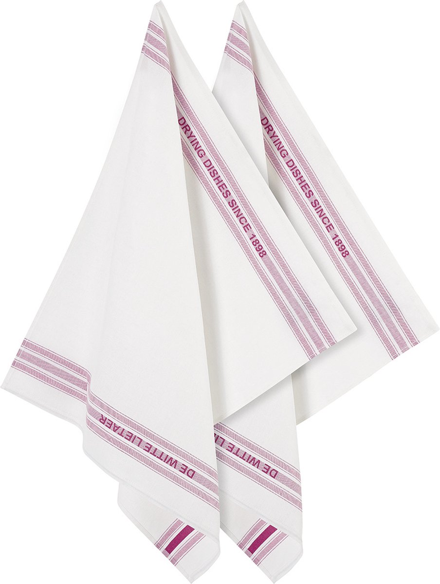 De Witte Lietaer Theedoek Dish, Fuchsia - 2 stuks - 65 x 70 cm - Katoen/Linnen