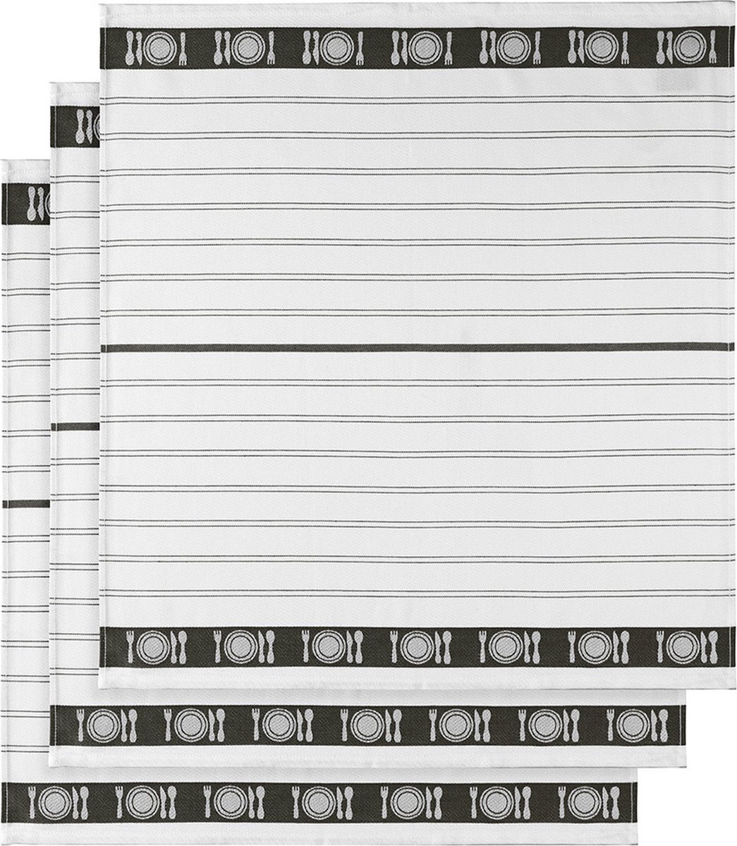 De Witte Lietaer Theedoek BML, Zwart - 3 stuks - 65 x 65 cm - Katoen