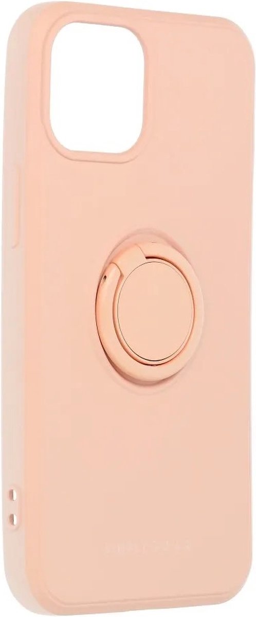 Roar Amber Siliconen Back Cover hoesje met Ring iPhone 13 Mini - Roze