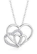 Elli Collier Femme Triple Coeur avec Cristaux en Argent Sterling 925