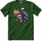 Chester de Kerst Kat - T-Shirt - Heren - Bottle Groen - Maat XXL