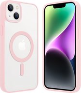 ShieldCase geschikt voor Apple iPhone 14 Plus Magneet hoesje transparant gekleurde rand - roze - Shockproof backcover hoesje - Hardcase hoesje - Siliconen hard case hoesje met Magneet ondersteuning