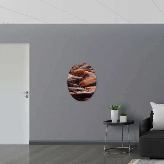 WallClassics - Dibond Ovale - Brown Gap - Photo 60x80 cm sur Ovale (Avec Système de Suspension)