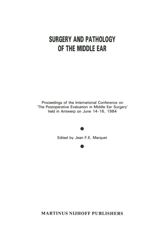 Medicine (R0) - Surgery and Pathology of the Middle Ear - cover