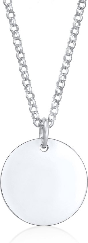 Elli Dames Halsketting Dames Plak Hanger Basic Rond in 925 Sterling Zilver