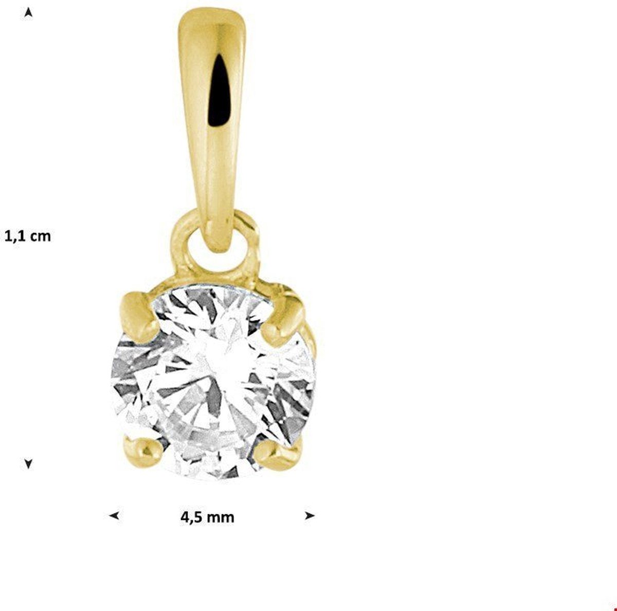 14K Geelgouden Ronde Hanger met Heldere Zirkonia